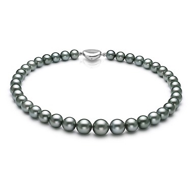 Ожерелье из серебристого круглого морского Таитянского жемчуга 10-12,6 мм