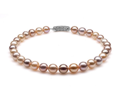 Ожерелье из 30 жемчужин из розового речного японского жемчуга "микс". Жемчуг 12-15 мм