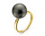 Кольцо из желтого золота с черной морской Таитянской жемчужиной 11,6-11,9 мм
