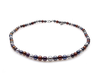 Ожерелье "микс" из цветного морского жемчуга (Южный Китай). Жемчужины 4,5-8,5 мм