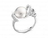 Кольцо из серебра с белой речной жемчужиной 11-11,5 мм