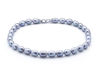 Ожерелье из 30 жемчужин из серого речного каплевидного жемчуга. Жемчуг 10-11 мм