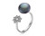 Кольцо "Диор" из серебра с черной речной жемчужиной 8,5-9 мм