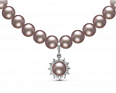 Ожерелье из серого речного жемчуга с подвеской из серебра. Жемчужины 8-8,5 мм