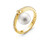 Кольцо из желтого золота с белой морской жемчужиной Акойя 8-8,5 мм