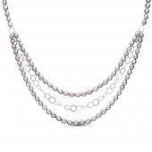 Ожерелье в 3 ряда из серого барочного жемчуга. Жемчужины 8-8,5 мм