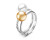 Кольцо "Дуэт" из белого золота с белой и золотой жемчужинами Акойя 7,5-8 мм