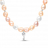 Детское ожерелье. Розовый жемчуг "Барокко" размером 9-10 мм