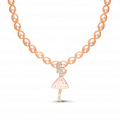 Детское ожерелье. Розовый жемчуг "Рис" размером 6-6,5 мм