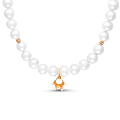 Детское ожерелье с подвеской. Белый жемчуг 7-7,5 мм