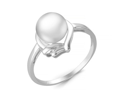 Кольцо из серебра с белой речной жемчужиной 8,5-9 мм