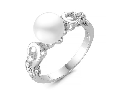 Кольцо из серебра с белой речной жемчужиной 8-8,5 мм