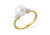 Кольцо из желтого золота с белой речной жемчужиной 7-7,5 мм