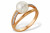 Кольцо из красного золота с белой речной жемчужиной 9,5-10 мм