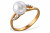Кольцо из красного золота с белой речной жемчужиной 7,5-8 мм