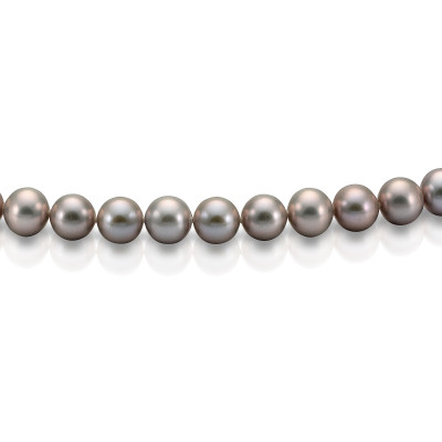 Ожерелье из серого круглого речного жемчуга. Жемчужины 7-7,5 мм