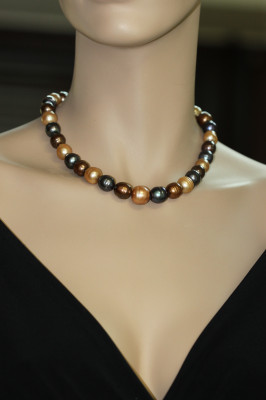 Ожерелье "микс" из цветного барочного жемчуга. Жемчужины 12-13 мм