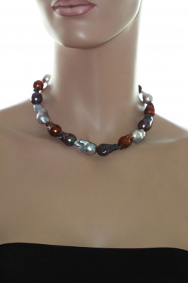 Ожерелье "микс" из цветного барочного речного жемчуга. Жемчужины 13-16 мм