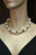 Ожерелье "микс" из круглого жемчуга со стразами. Жемчужины 8,5-9,5 мм