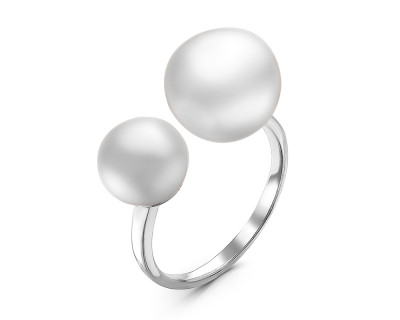 Кольцо "Диор" из серебра с белыми речными жемчужинами 8,5-11,5