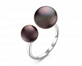 Кольцо "Диор" из серебра с черными речными жемчужинами 7,5-11 мм