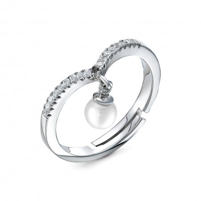 Кольцо из серебра с белой речной жемчужиной 4,5-5 мм