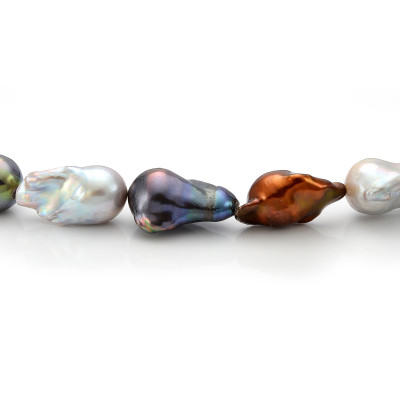 Ожерелье "микс" из цветного барочного речного жемчуга. Жемчужины 13-16 мм