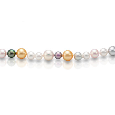 Ожерелье "микс" из морского круглого жемчуга Акойя (Япония). Жемчужины 6-9,5 мм