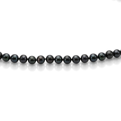 Ожерелье из черного круглого речного жемчуга. Жемчужины 5-5,5 мм